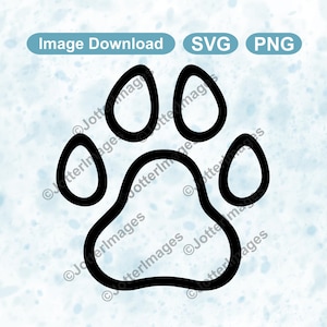 足跡のアウトライン SVG PNG: ペット愛好家向けクリップアート (デジタルダウンロード)