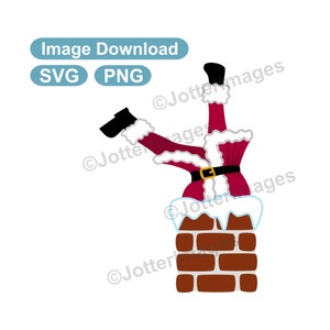Santa Claus with Chimney Christmas Image - Clip Art - Transparent Background - SVG, PNG