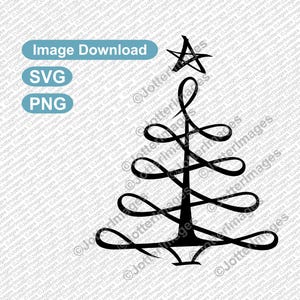 Árvore de Natal abstrata em forma de loop com design de imagem de estrela em um fundo transparente - Clip Art, arquivo de corte, SVG, download de PNG, Natal
