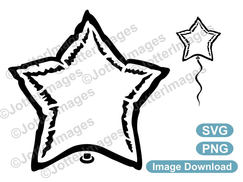 Basic Star Balloon Outline Image Download SVG PNG Transparent - Etsy