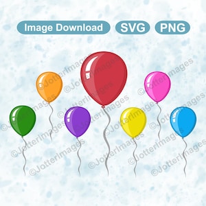 Classic Round Shape Colourful Balloons Image Download - SVG PNG Transparent Background - Clipart - Birthday, Celebration, Party, Decoration