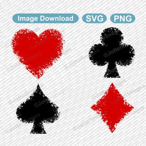 Distressed / Grunge / Rugged Style Playing Card Deck Suit Symbols Picture Image File Download SVG, PNG, Clipart, Transparent Background