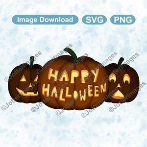 Happy Halloween Pumpkin SVG PNG – Jack-O'-Lantern Clipart, Image, Fall, Autumn, Cricut Cut File