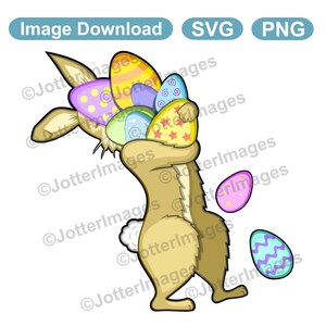Easter Bunny Carrying Eggs Image Download SVG, PNG, Clipart, Picture File, Transparent Background
