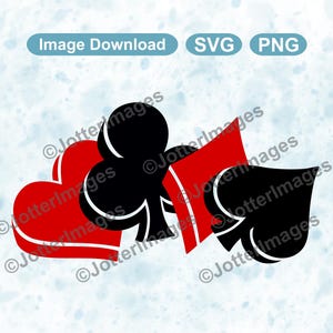 Playing Card Suits SVG PNG – Red and Black Hearts Clubs Spades Diamonds Clipart – Casino, Poker, Game Night, Tattoo Design Digital Download