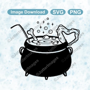Witch Cauldron SVG PNG – Halloween Potion Clipart, Spooky Cricut Cut File
