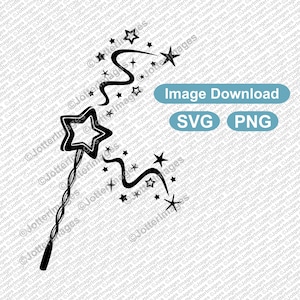 Fairy Wand with Stars Image Download SVG, PNG Transparent Background
