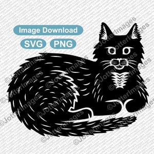 Black Cat in Sitting Up Position Outline Image Picture, Clip Art, Cut File, SVG, PNG, Transparent Background
