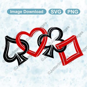Playing Card Suits SVG PNG: Spade, Heart, Club, Diamond Clipart (Digital Download