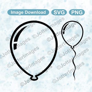 Balloon Outline SVG PNG – Black Birthday Balloon Clipart for Cricut, Party Decorations, Cards – Digital Download