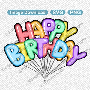 Imagen de manojo de letras de globos de feliz cumpleaños Descarga de imágenes SVG, PNG, archivo, clipart, fondo transparente - Fiesta, celebración, decoración