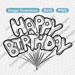 Imagen de contorno de globos con letras de feliz cumpleaños Descarga SVG, PNG Fondo transparente