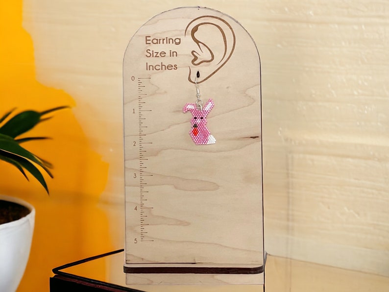 Rabbit Ear Measuring Ruler Beaded Bunny Earrings: Pink Delica Bead Easter Jewelry - Etsy