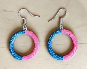 Neon Beaded Hoop Earrings: Delica Beads