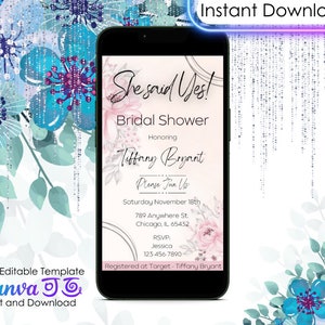 Bridal Shower E-Invite Invitation Template Event Invite Text Message Invitation Digital Invite Instant Evite Text Evite Bride To Be Party