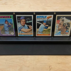 George Brett Framed Set of Authentic, Unaltered Baseball Cards - Topps #228 Rookie Card, Topps #19 1976, Topps #580 1977, Topps #100 1978