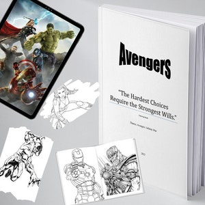 Avengers Printable Coloring Book for Teens,Kids,Adults Downloadable