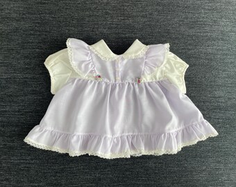 Vintage 1980s Baby Girl Dress - Lavender & White Lace Heirloom Style