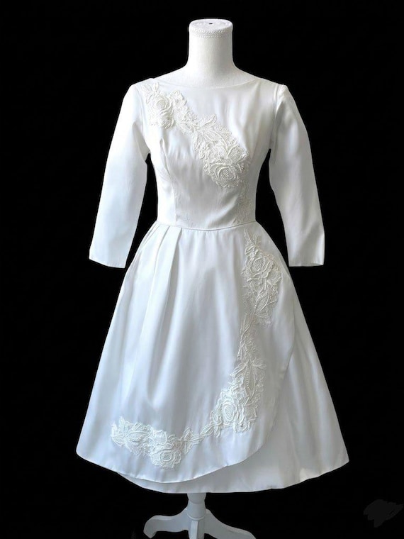 vintage knee length wedding dresses Vintage Style Tea Length Wedding Dress Tea Length Vintage Reproduction Wedding  Dresses Tea Length 50's