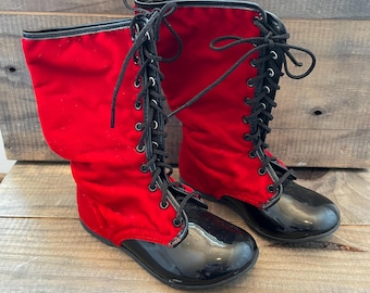 Vintage 1960s Red Velvet Life-Size Doll or Toddler Boots