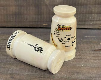 Vintage 1960s souvenir stone salt and pepper shaker set from the Azores, "The Dunn"
