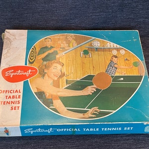 Vintage Sportcraft table tennis set from the 1950s