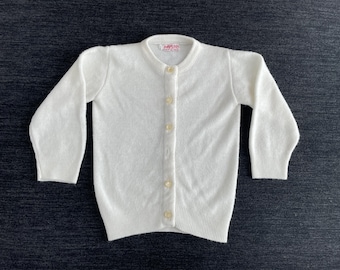 Vintage 1960s White Baby Cardigan - Kandy Kane Archer Knitting Mills