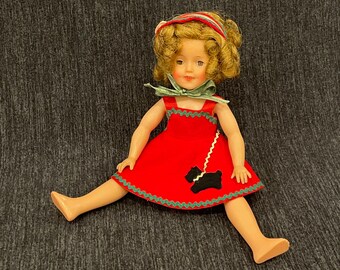 Authentic Tagged Shirley Temple Scotty Dog Jumper and Hat - Fits 12" Ideal Doll