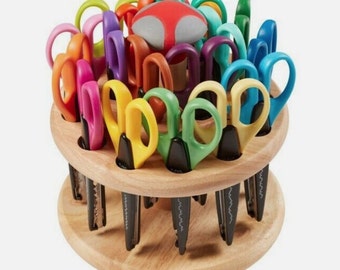 Kraft Edgers Scissors with Hardwood Rack 18-Piece, Gorgeous Display Stand