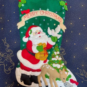 Bucilla Vintage Rare Find Christmas felt stocking “Christmas Feast” 85271 Completed Finished Product