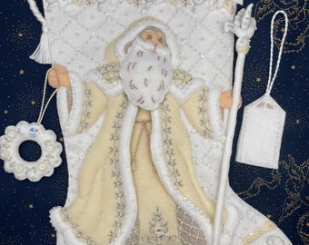 Media navideña de fieltro Bucilla "Navidad elegante" 86977E Producto terminado