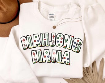 Felpa Mahjong Mama, Felpa divertente Mahjong, Regalo per amanti del Mahjong, Maglietta girocollo per giocatori di Mahjong, Maglietta per club di Mahjong, Regalo Mahjong per lei