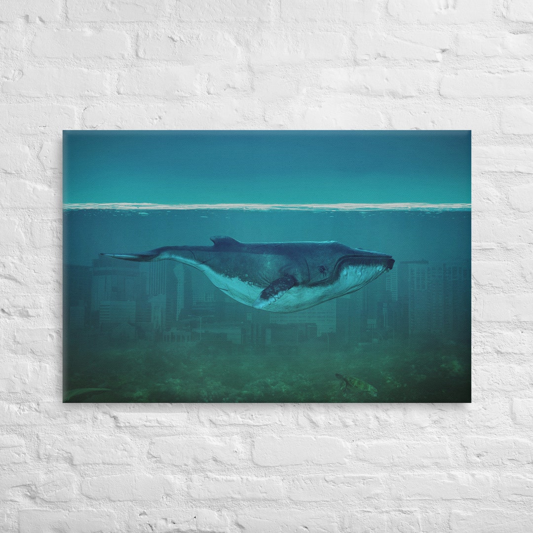 Canvas Print of Blue Whale Wall Decor Etsy