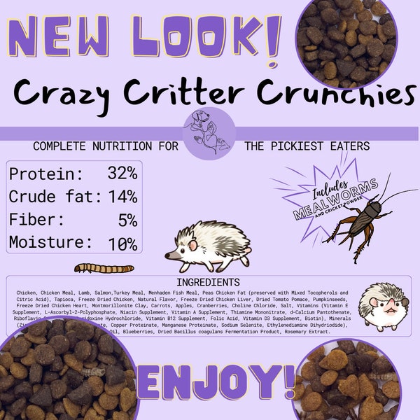 Crazy Critter Crunchies | Hedgehog Food | *FREE SHIPPING (USA)*