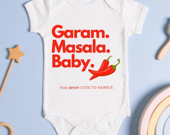 Baby Onesie, Garam Masala Baby with Chilli Peppers, Too Spicy to Handle, Infant Bodysuit, Newborn Jumpsuit, Baby Shower Gift, Cute Baby