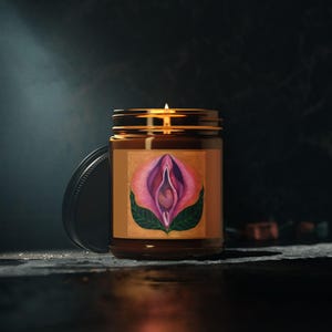 Vulva Art Candle: Feminine Empowerment, Feminist Home Decor, Amber Jar Candle, Scented Soy Wax Candle, Feminist Gift, Body Positive Candle