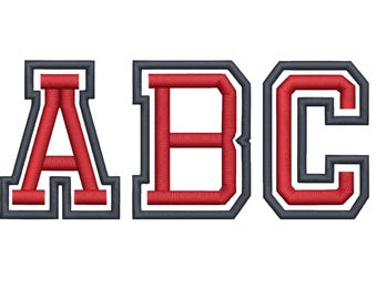 3D Puff Varsity Embroidery Font, Applique Letters (Digital Download)