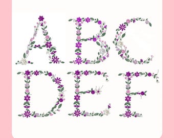 Floral Alphabet Embroidery Design: Uppercase Letters (Digital Download)