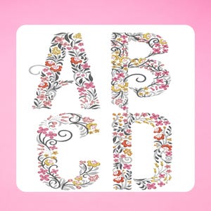 New Floral Alphabet 4 Sizes,Floral Alphabet Machine Embroidery Design,Floral Font Embroidery,Heirloom Embroidery,Machine Embroidery Alphabet