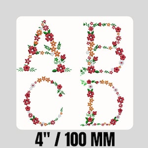 Floral Embroidery Font: Starry Flower Alphabet (4&#39;&#39;/100 mm) (Digital Download)