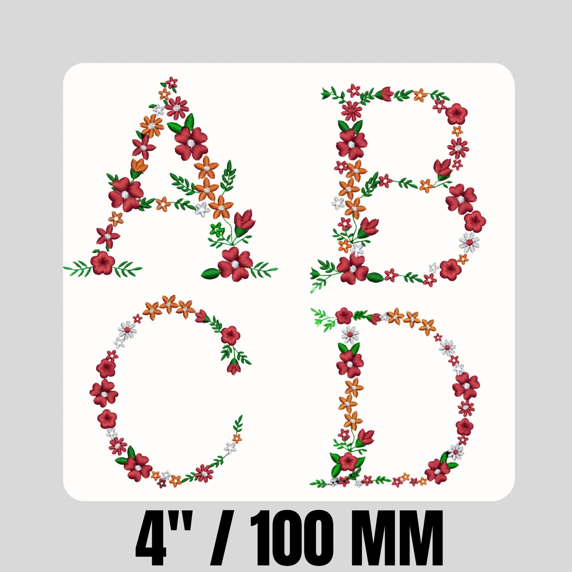 Floral Embroidery Font: Starry Flower Alphabet (4''/100 mm) (Digital Download)