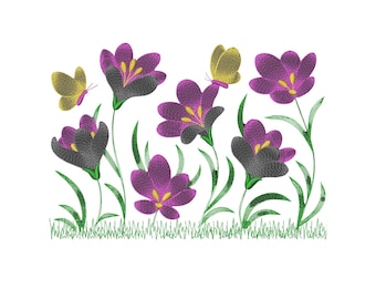 Wildflower Meadow Machine Embroidery Design: Boho Floral (Instant Download)