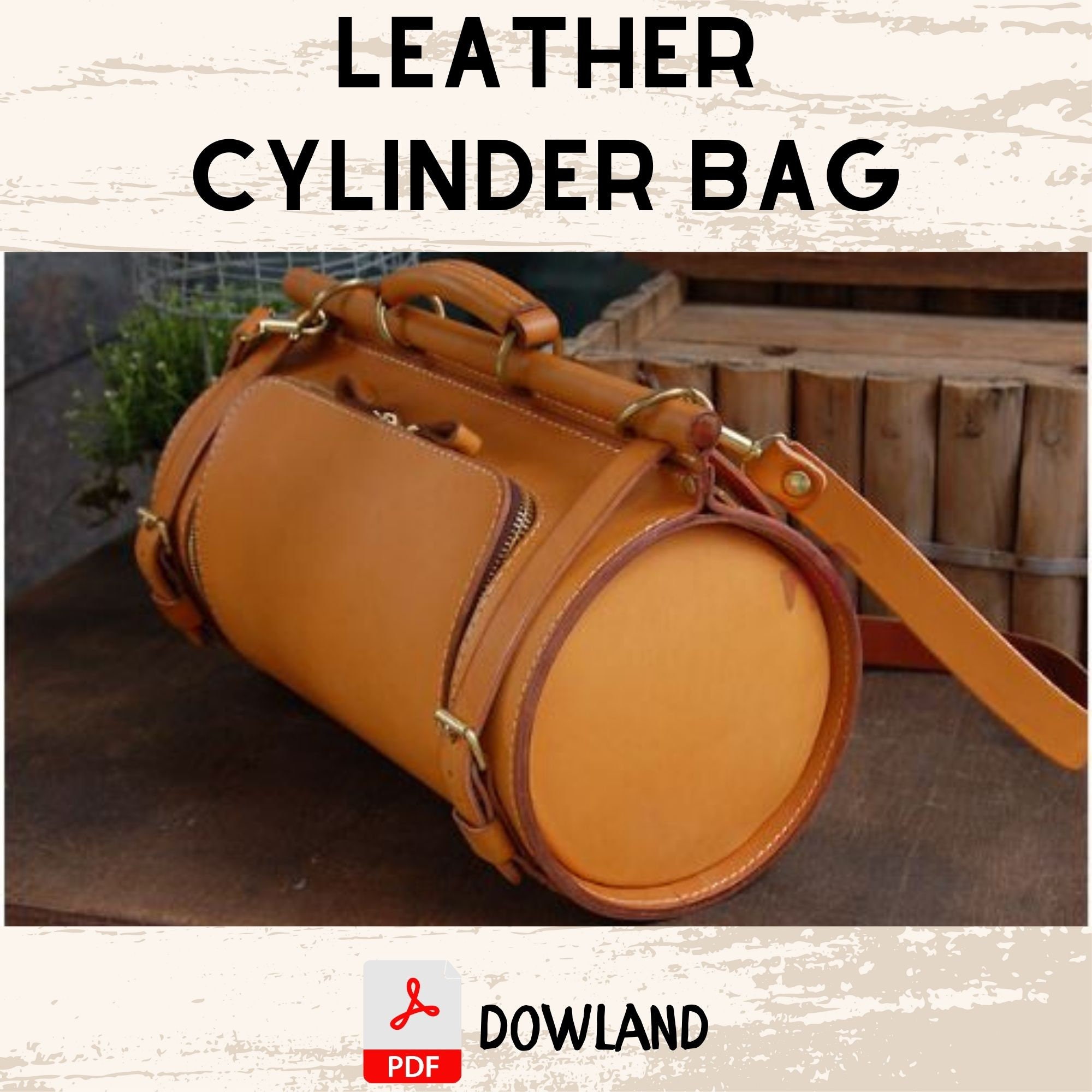 Leather Cylinder Bag PDF Pattern: Sport Bag Template (digital 