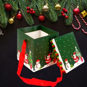 Modèle de boîte cadeau Noël, boîte cadeau carrée Noël, modèle de boîte cadeau faveur de Noël, Svg Noël BOX, boîte cadeau compatible toile, papier cadeau Noël