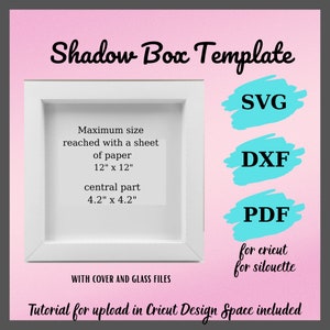 Mall för 12x12 skuggbox: SVG, DXF, PDF-filer (digital nedladdning)