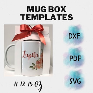 ¡ACTUALIZADO! Caja de taza de 12 oz y 15 oz SVG, prensa de taza Svg, soporte de taza Svg, caja de regalo Svg, prensa de taza Cricut Svg, plantilla de caja de regalo de taza, taza de café Svg