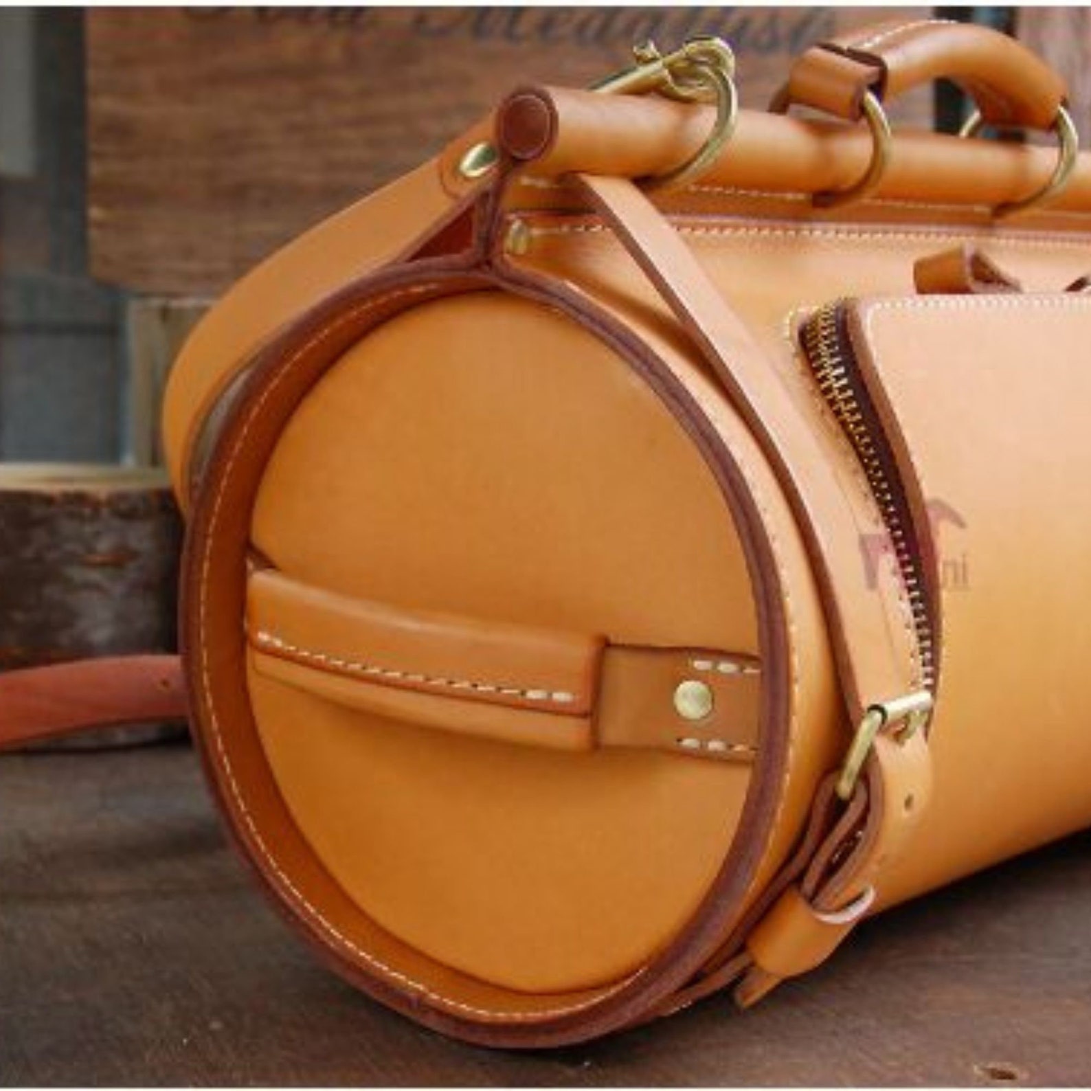 Leather Bag Pdf Pattern, Sport Leather Bag Template, Round Leather Bag