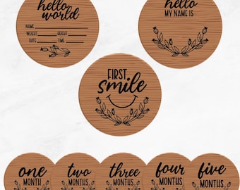 Baby Milestone Rounds SVG: Floral Newborn Sign, Birth Stats (Digital Download)