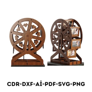 Roterende fotolijst, fotowol voor lasersnijden, fotowiel SVG, fotohouder, foto Crosuel met lasergesneden, vectorbestanden, sjabloon voor laser