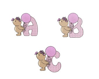 Baby Teddy Bear Alphabet Embroidery Designs (Digital Download)